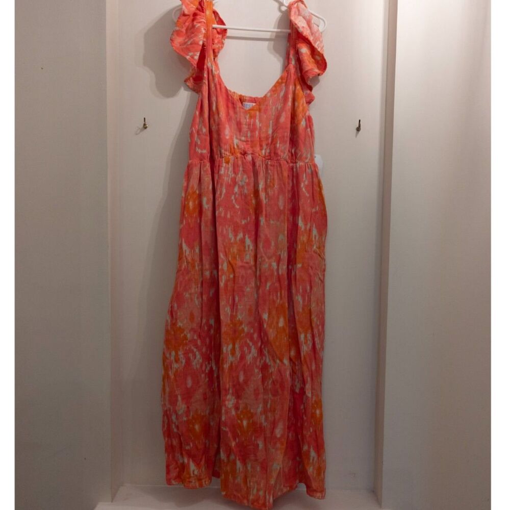 Time & Tru women's orange/pink design dress size XXXL/22 NWT - Picture 2 of 6